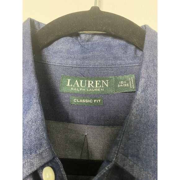 Ralph Lauren Button-Down Long Sleeve Blue Classic Fit Shirt Men's Size L  34/35 - Picture 8 of 14